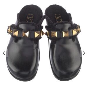 Valentino Black and Gold Mules